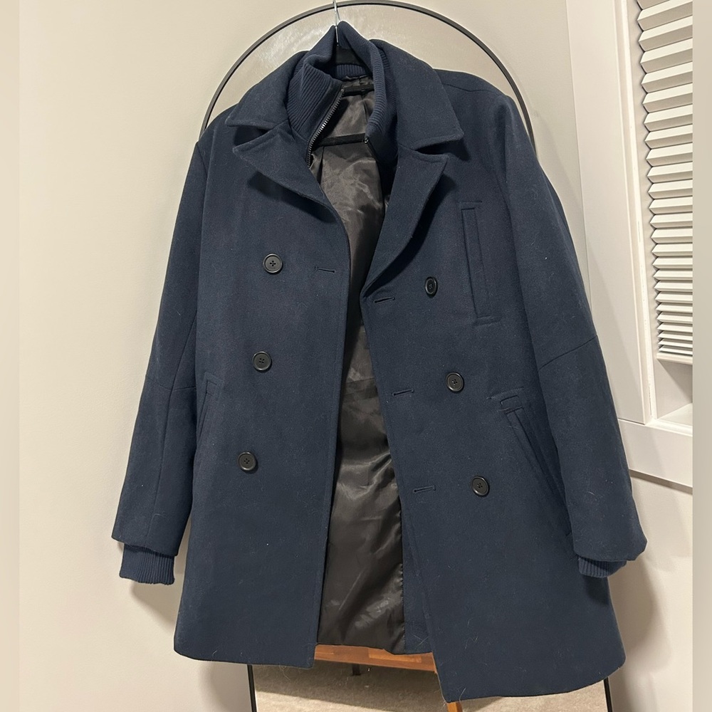 Simons Dark Blue Double-Breasted Pea Coat